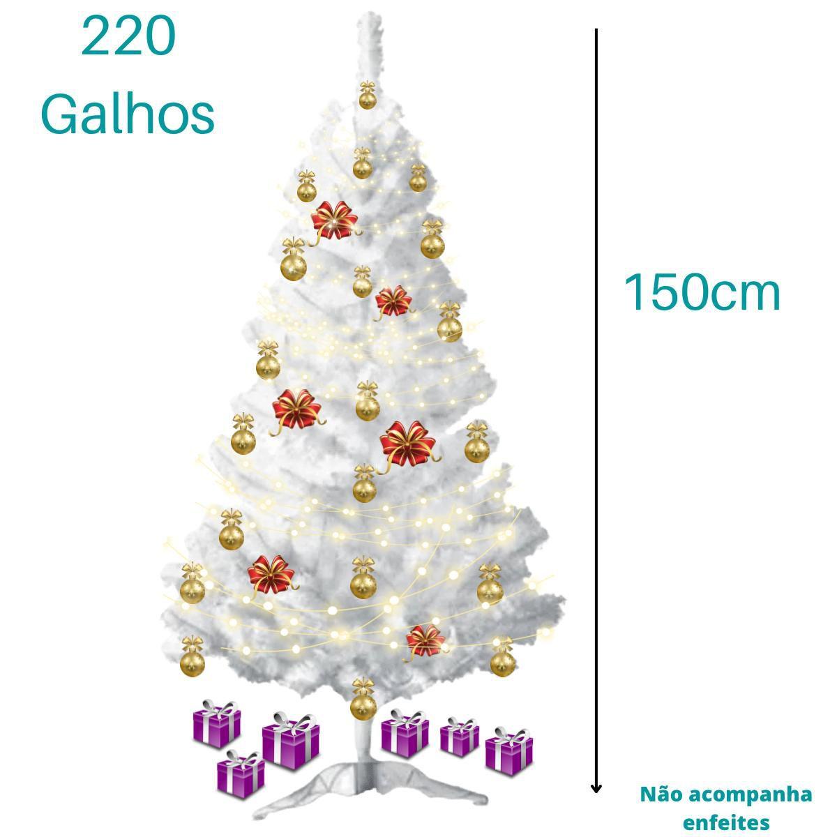 Árvore De Natal Branco 150 Cm Com 220 Galhos Grande