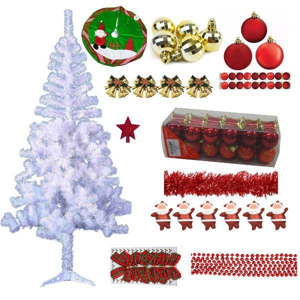 Árvore De Natal Branca 1,80m 320 Galhos Decorada Com Enfeites 94 Itens -  Rio Master - Árvore de Natal - Magazine Luiza