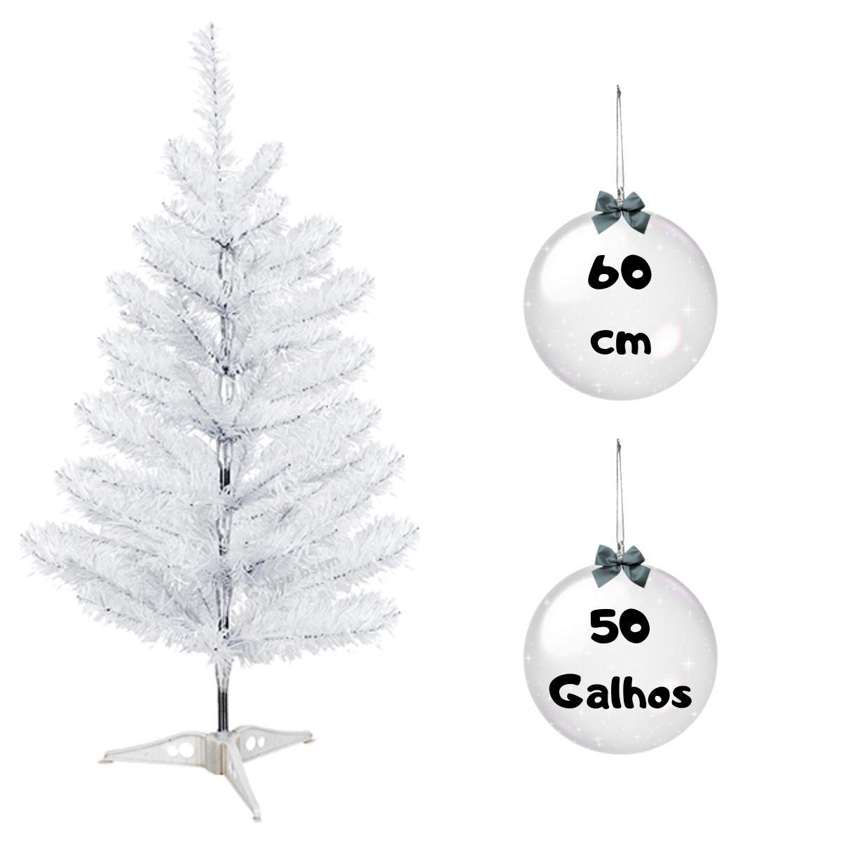 Árvore de Natal Branca Pequena 60cm 50 Galhos Decoração - Art Christmas - Árvore  de Natal - Magazine Luiza