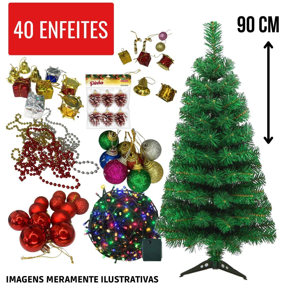 Arvore De Natal Completa 90 cm 70 Galhos Decorada Acessorios - Rocie - Árvore  de Natal - Magazine Luiza