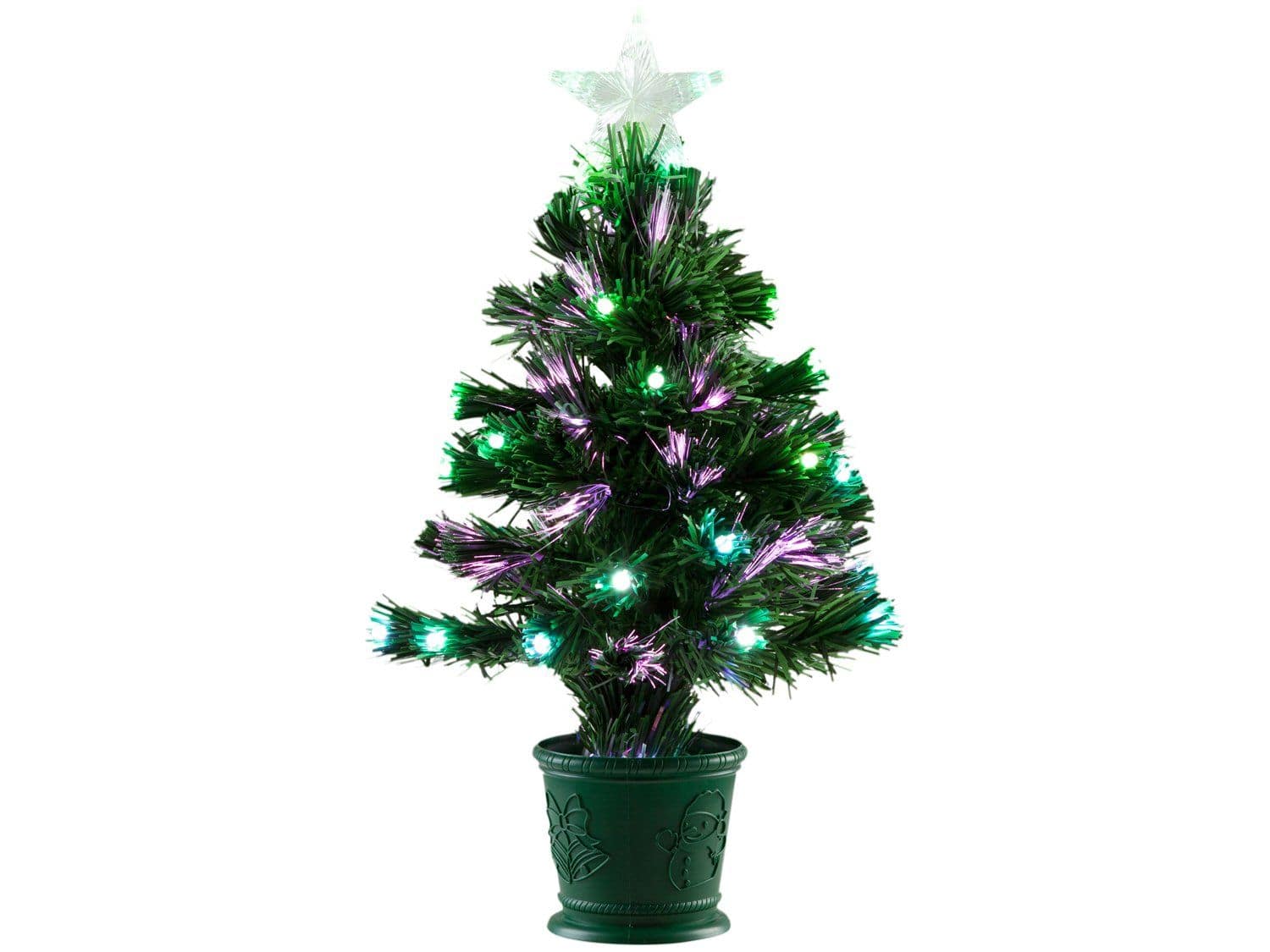 Árvore de Natal Fibra Ótica Verde 60cm com Luzes| 60cm - Verde