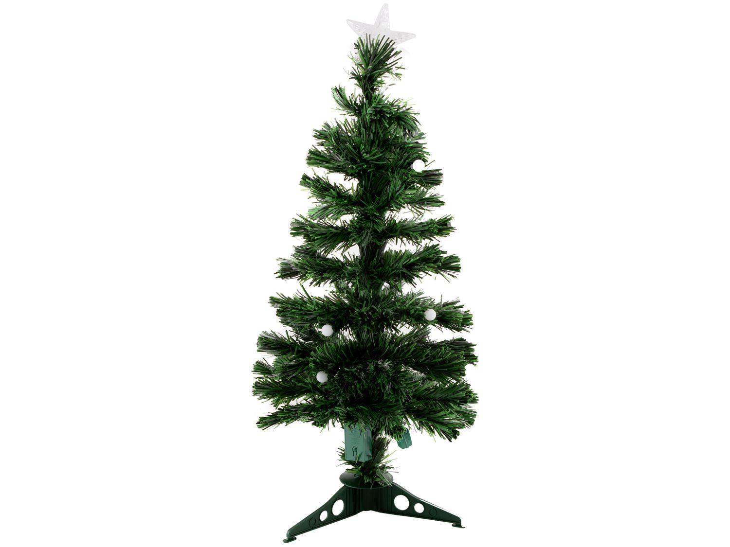 Árvore de Natal Fibra Ótica Verde 90cm com Bolas