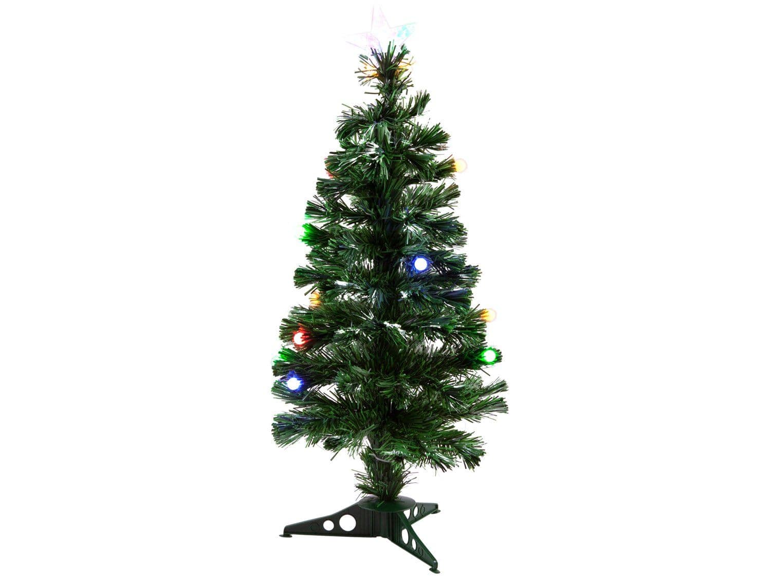 Árvore de Natal Fibra Ótica Verde 90cm com Bolas| 90cm - Verde