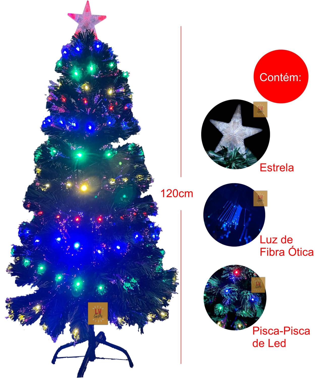 Árvore de Natal LED Fibra Ótica Colorida 120Cm Luzes Bivolt | Magalu  Empresas | B2B e compras com CNPJ