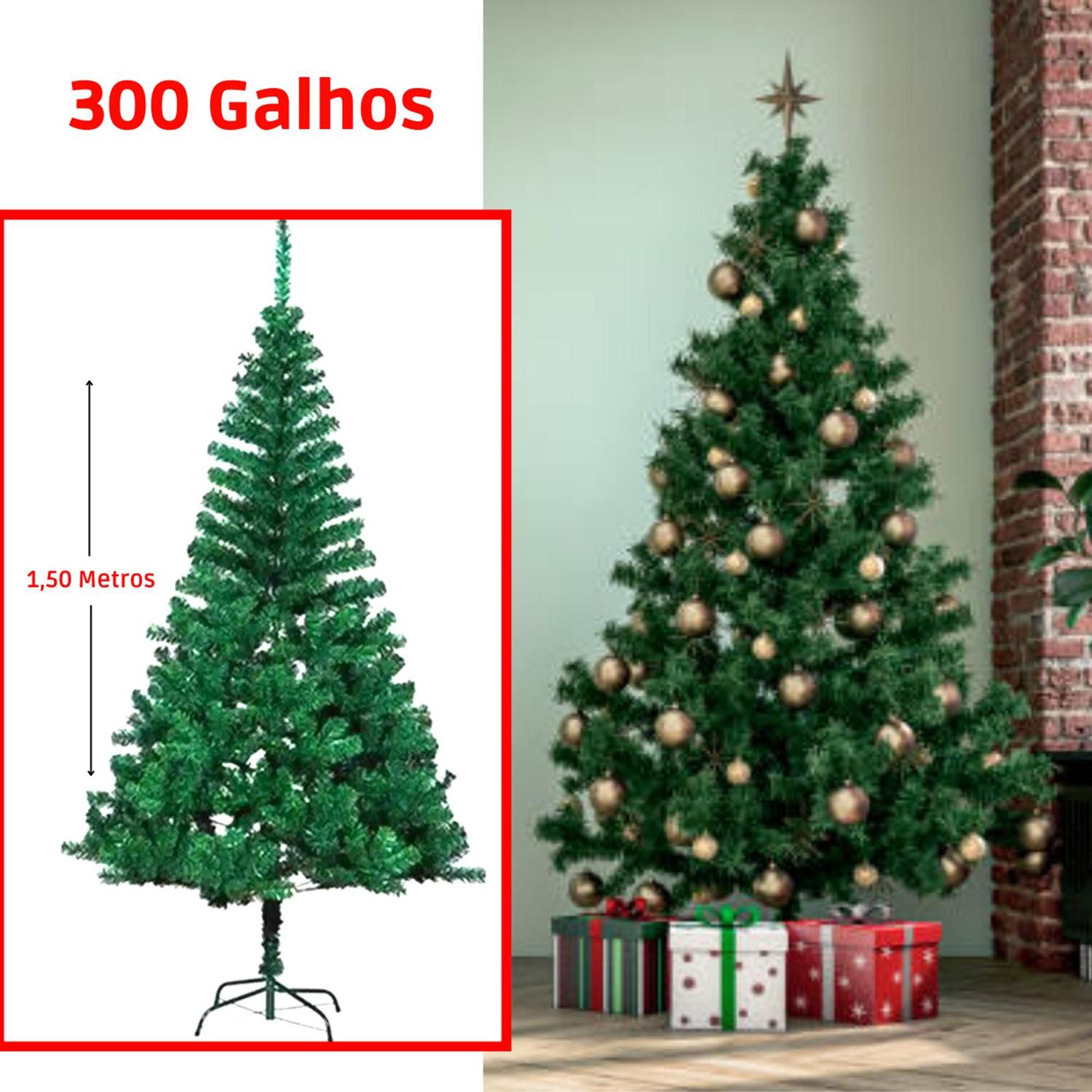 Árvore de Natal Pinheiro 300 Galhos 1,50 Metros Arvore Natal Tradicional  Verde - Rio Master - Árvore de Natal - Magazine Luiza