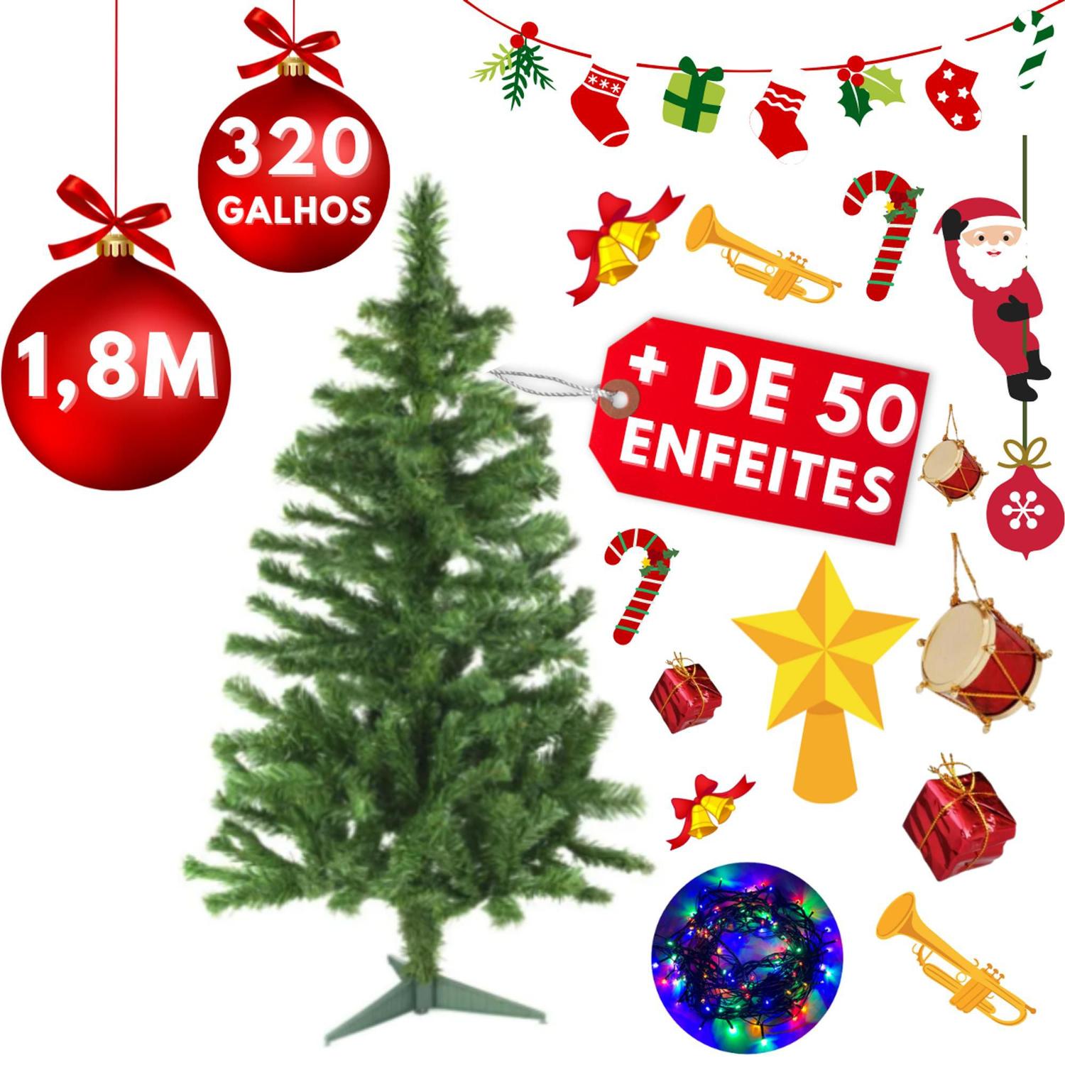 Árvore De Natal Pinheiro Decorada Com Enfeites 180cm Pisca Pisca - RMI - Árvore  de Natal - Magazine Luiza