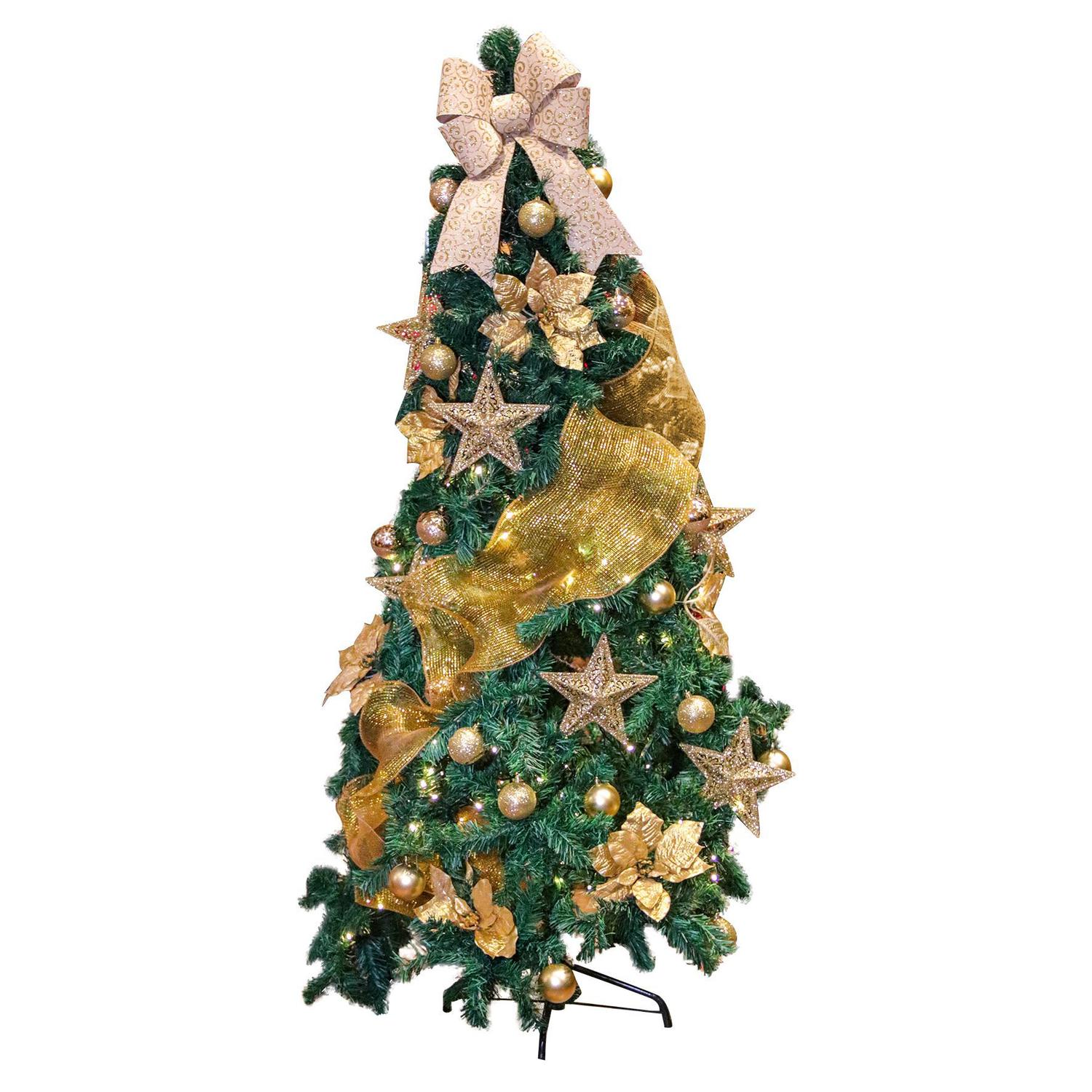 Árvore Natal Dinamarca 1,80m 580 Galhos Enfeites Dourada Decorada  Pisca-pisca 110v - YAZI - Árvore de Natal - Magazine Luiza