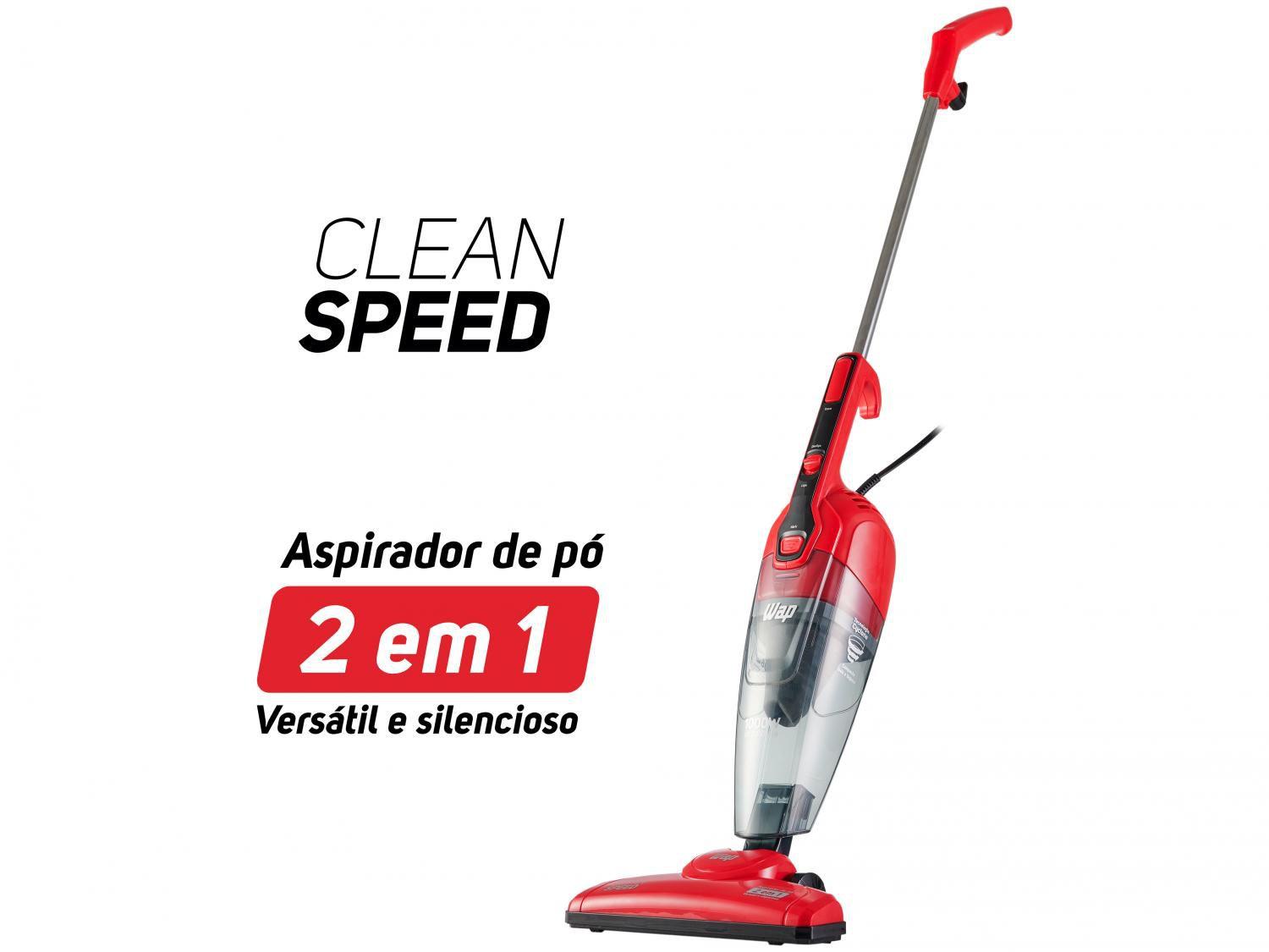 Aspirador de Pó 2 em 1 Wap 1000W Clean Speed Vermelho e Preto