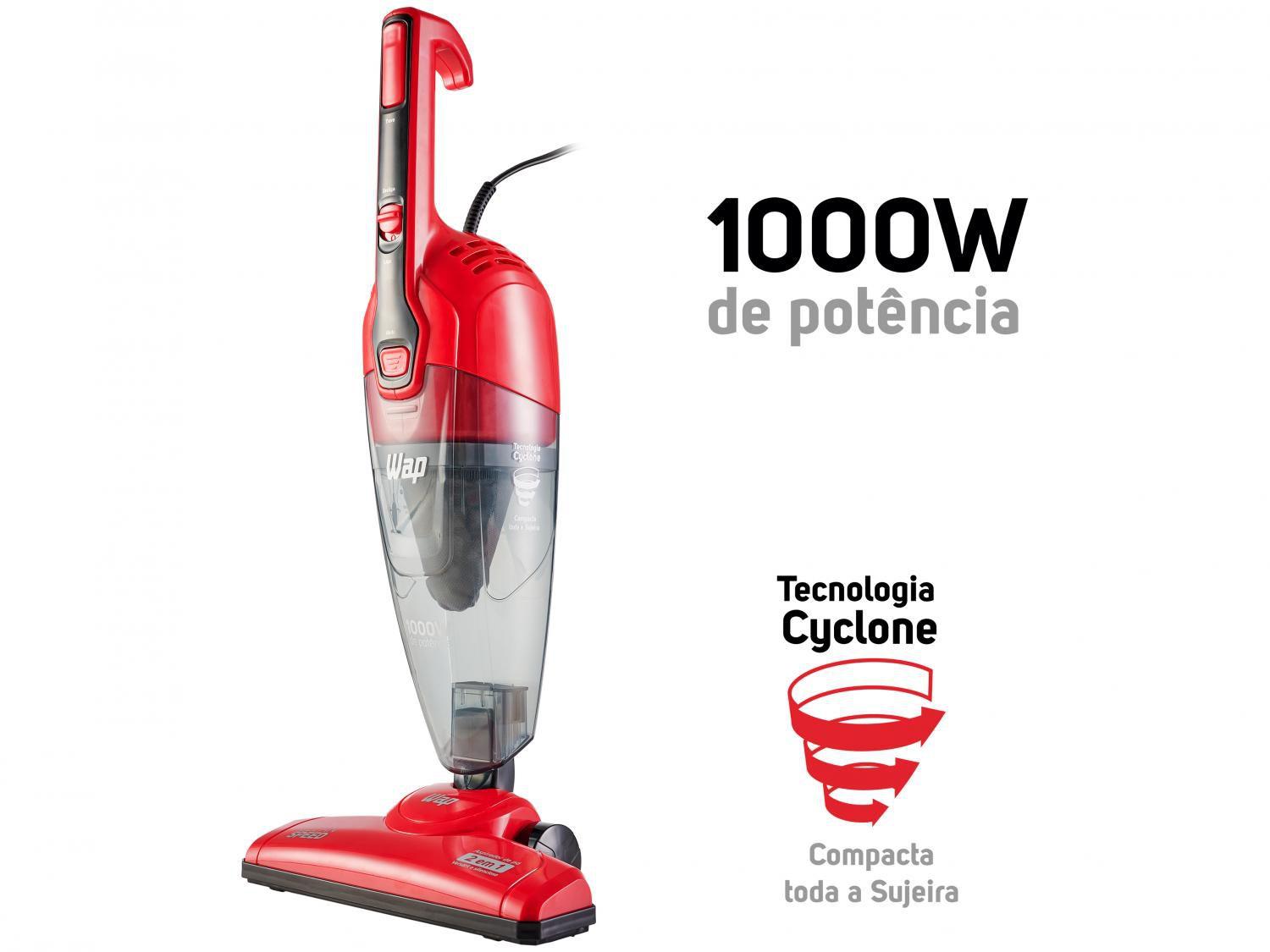 Aspirador de Pó 2 em 1 Wap 1000W Clean Speed Vermelho e Preto