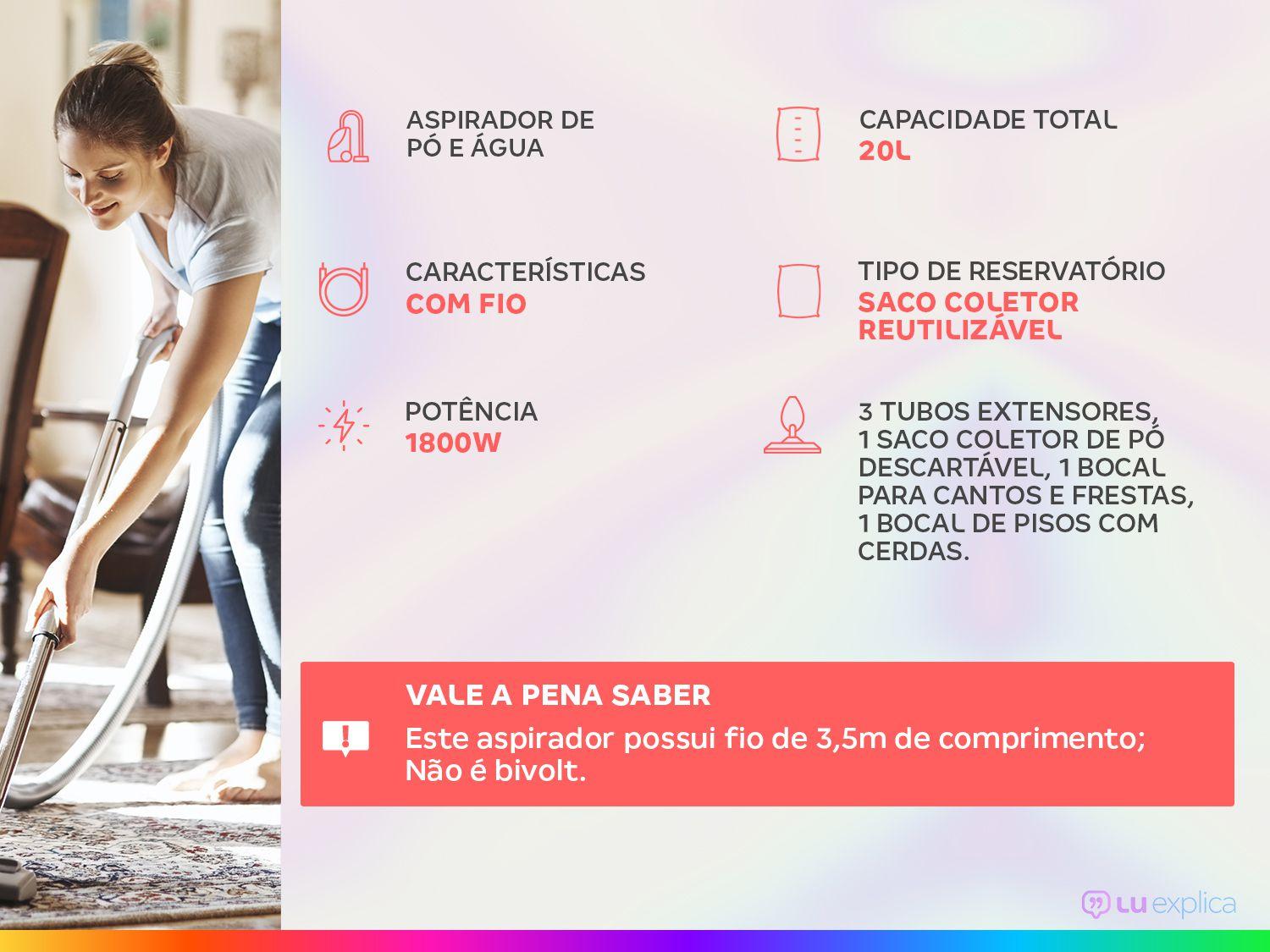 Aspirador de Pó e Água Electrolux 1800W GT20I