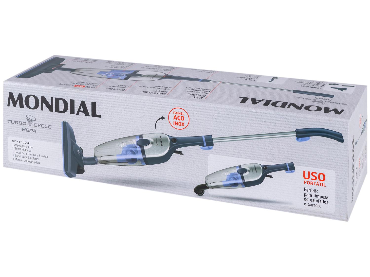 Aspirador de Pó Portátil Vertical Mondial com Filtro HEPA 1550W Turbo Cycle Azul Escuro