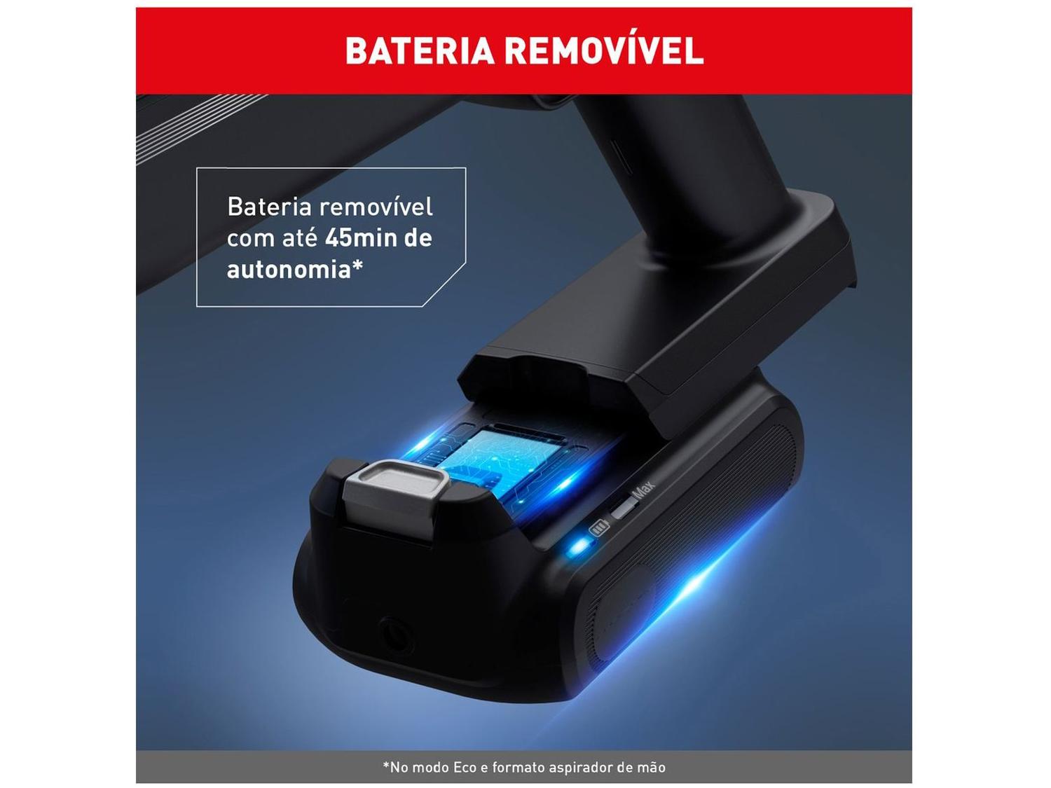 Aspirador de Pó Vertical e Portátil Arno sem Fio a Bateria 140W X-Pert RH6A