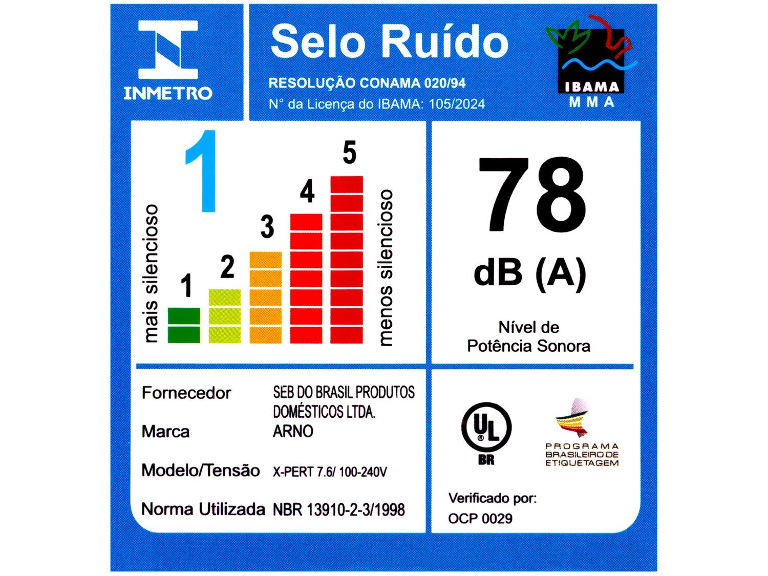 Aspirador de Pó Vertical e Portátil Arno sem Fio a Bateria 140W X-Pert RH6A