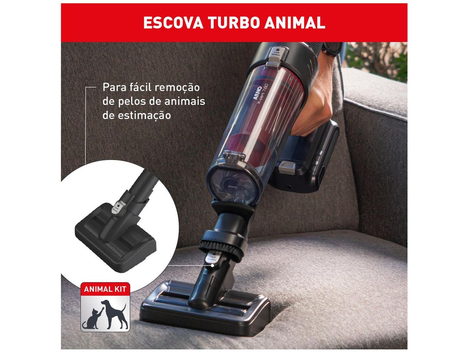 Aspirador de Pó Vertical e Portátil Arno sem Fio a Bateria 140W X-Pert RH6A