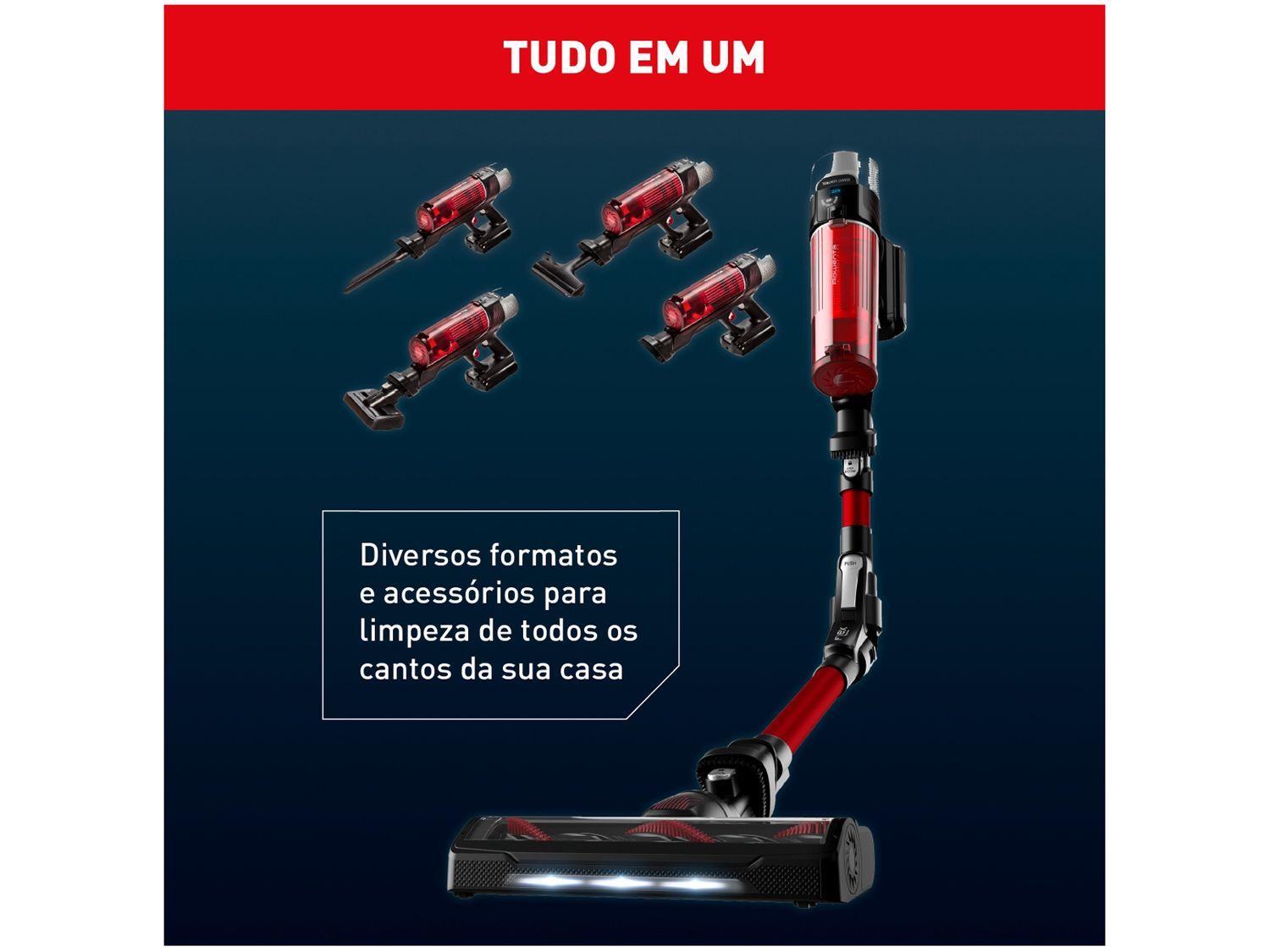 Aspirador de Pó Vertical e Portátil Arno sem Fio a Bateria 250W X-Force Flex 9.60 RH20 Vermelho