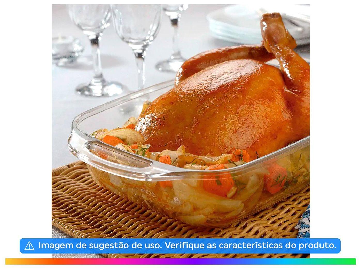 Assadeira de Vidro Retangular com Alças Marinex Seletta