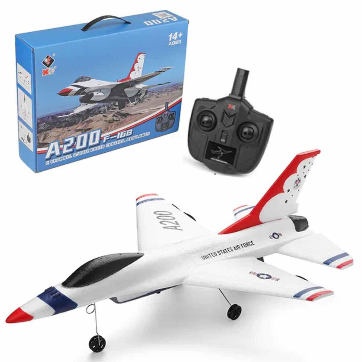 Avião de controle remoto, aeromodelo jato A200 f-16b - wltoys