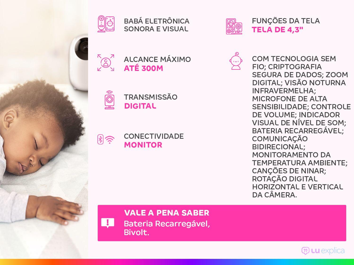 Babá Eletrônica Motorola BLISS54 Tela de 4,3” Comunicação Bidirecional