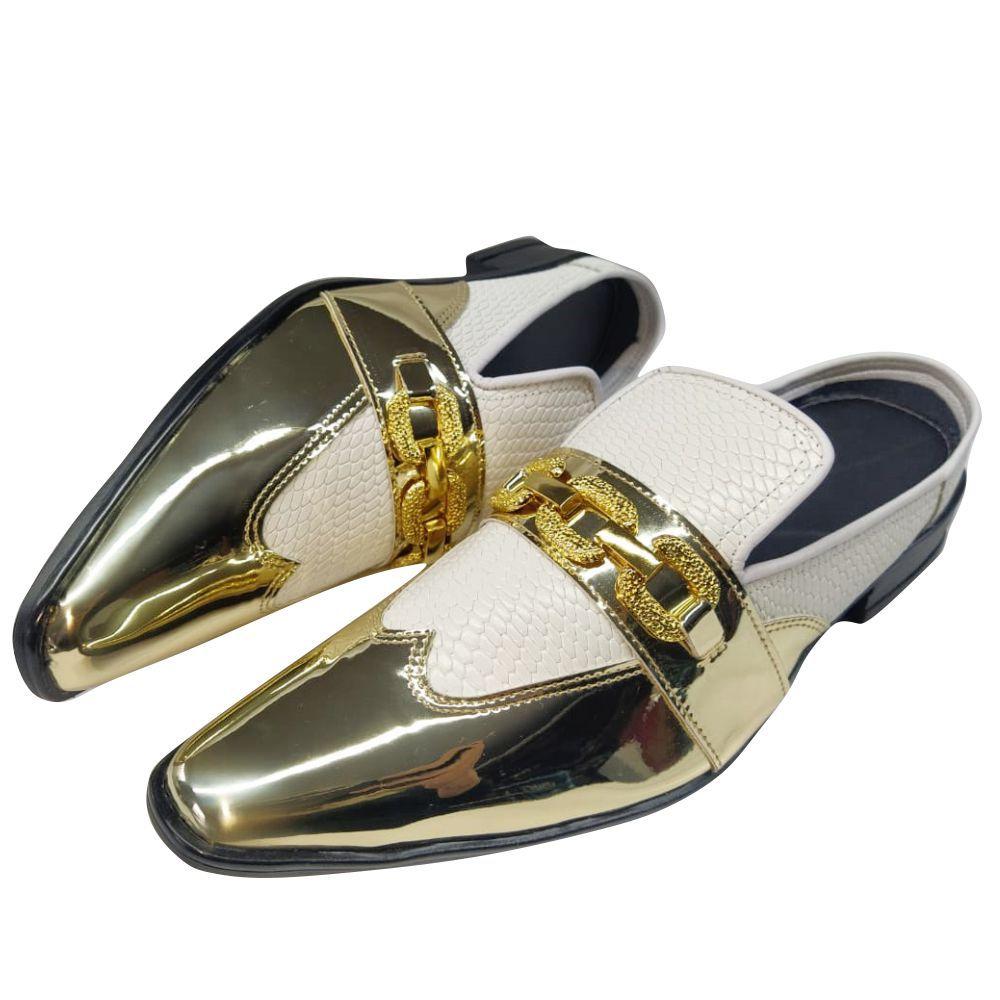 Babuche Masculino Dubai em Couro Social Executivo em Couro - Dourado -  Golden Snake - ART SAPATOS - Babuche / Clog Masculino - Magazine Luiza