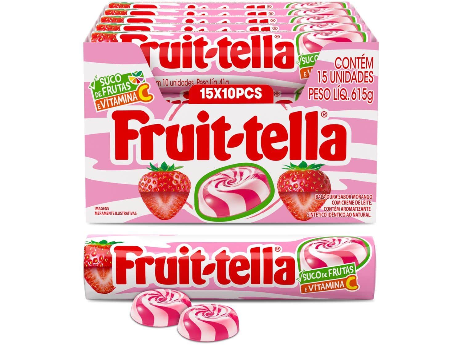 Bala Fruittella Swirl Morango com Creme de Leite| Morango com creme de leite