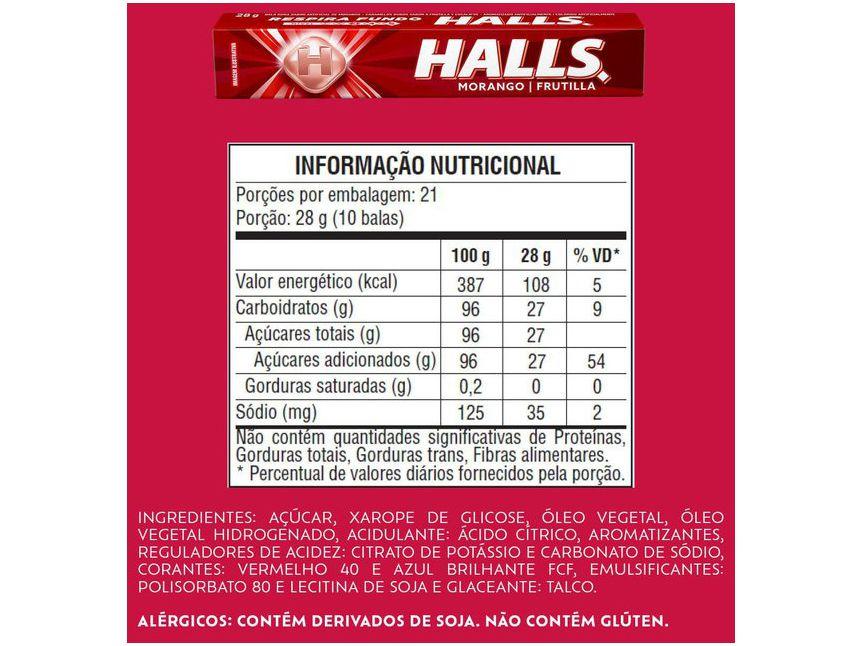Bala Halls Morango 28g Display 21 Unidades