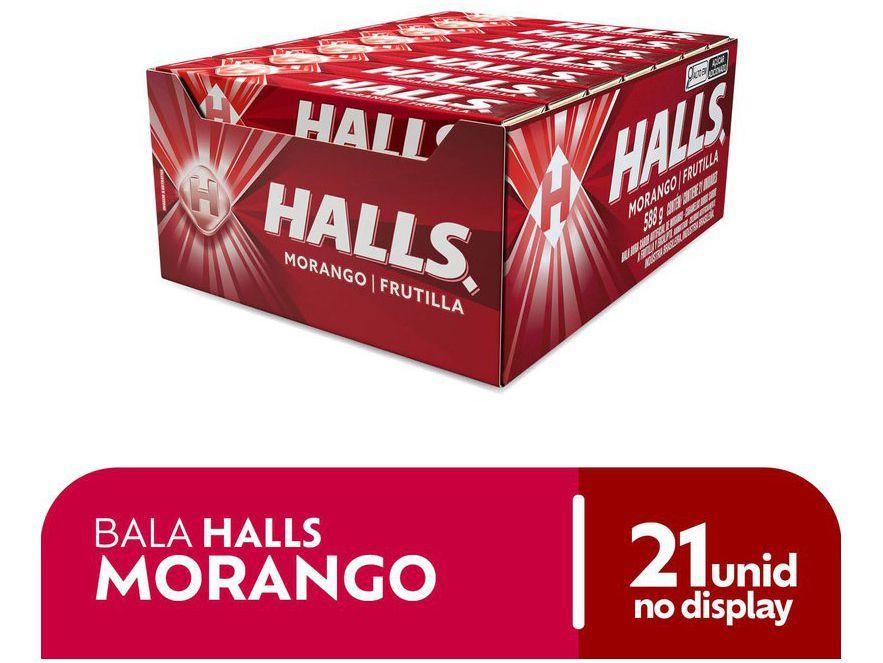 Bala Halls Morango 28g Display 21 Unidades