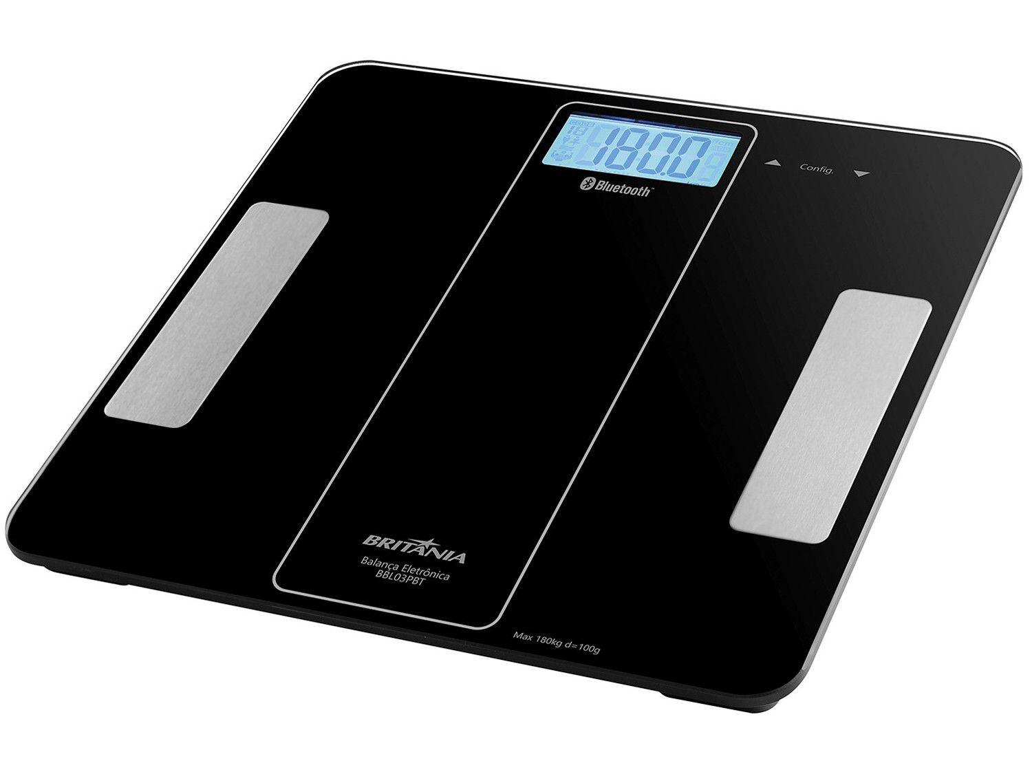 Balança Digital de Banheiro Portátil Bluetooth - até 180Kg Britânia ...