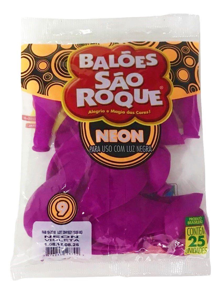 Balão São Roque Neon N9 C 25un Violeta Balão Bexiga Magazine Luiza