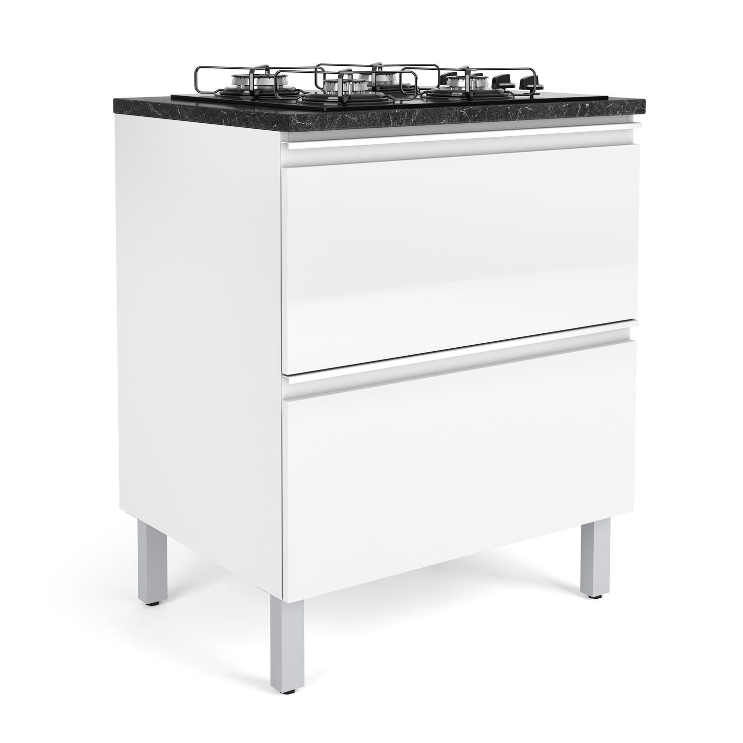 Balcão 2 Portas Horizontais para Cooktop 4 Bocas 70cm sem Tampo