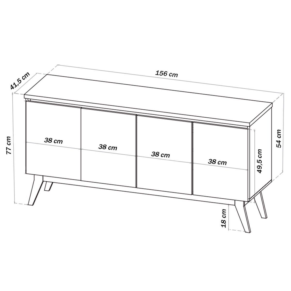 Buffet Para Sala De Jantar 156 X 76,6cm Eifel Viero Mel/off White