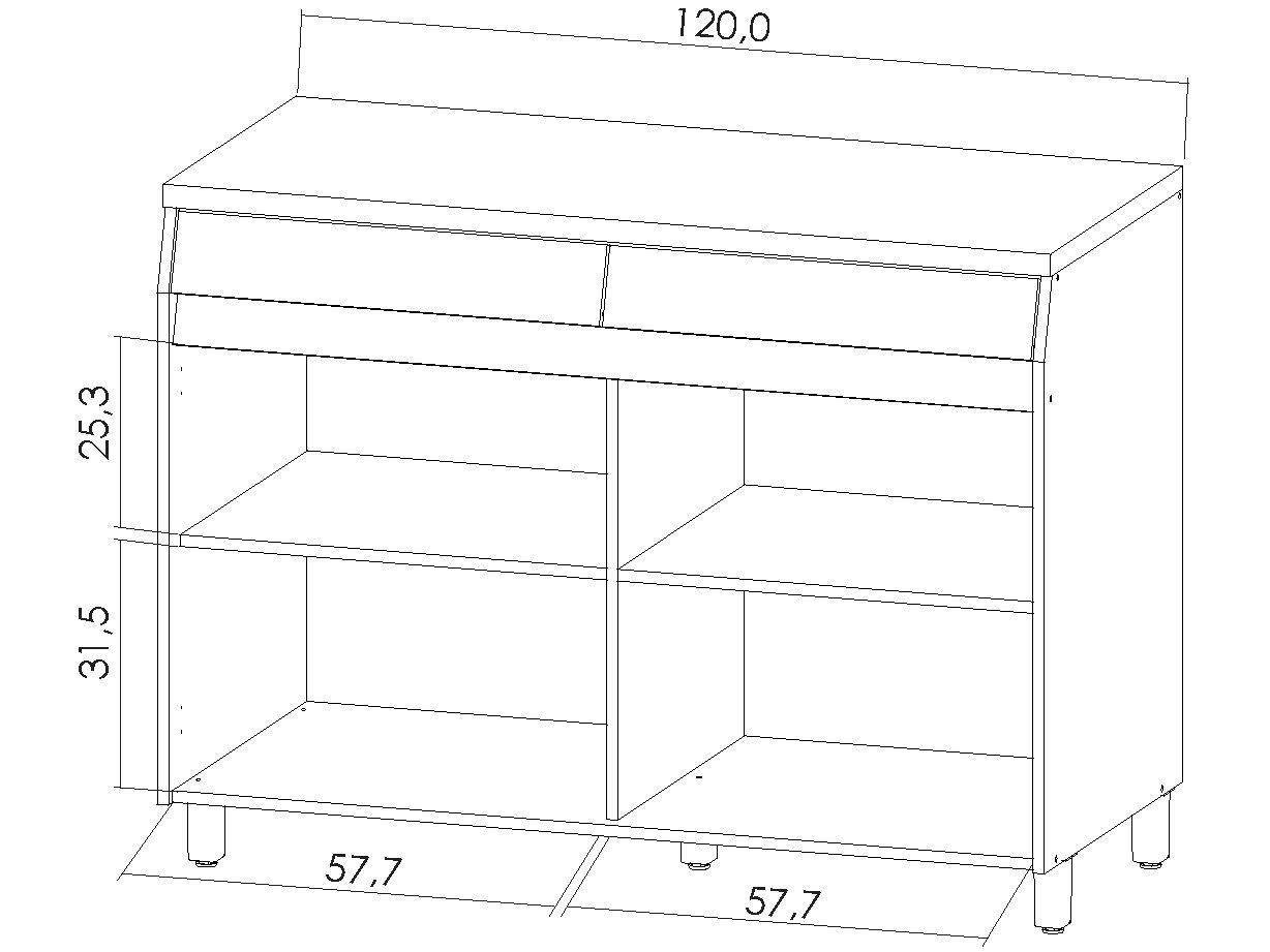 Balcão de Cozinha Nesher 100% MDF 2 Portas 2 Gavetas Simone Mendes