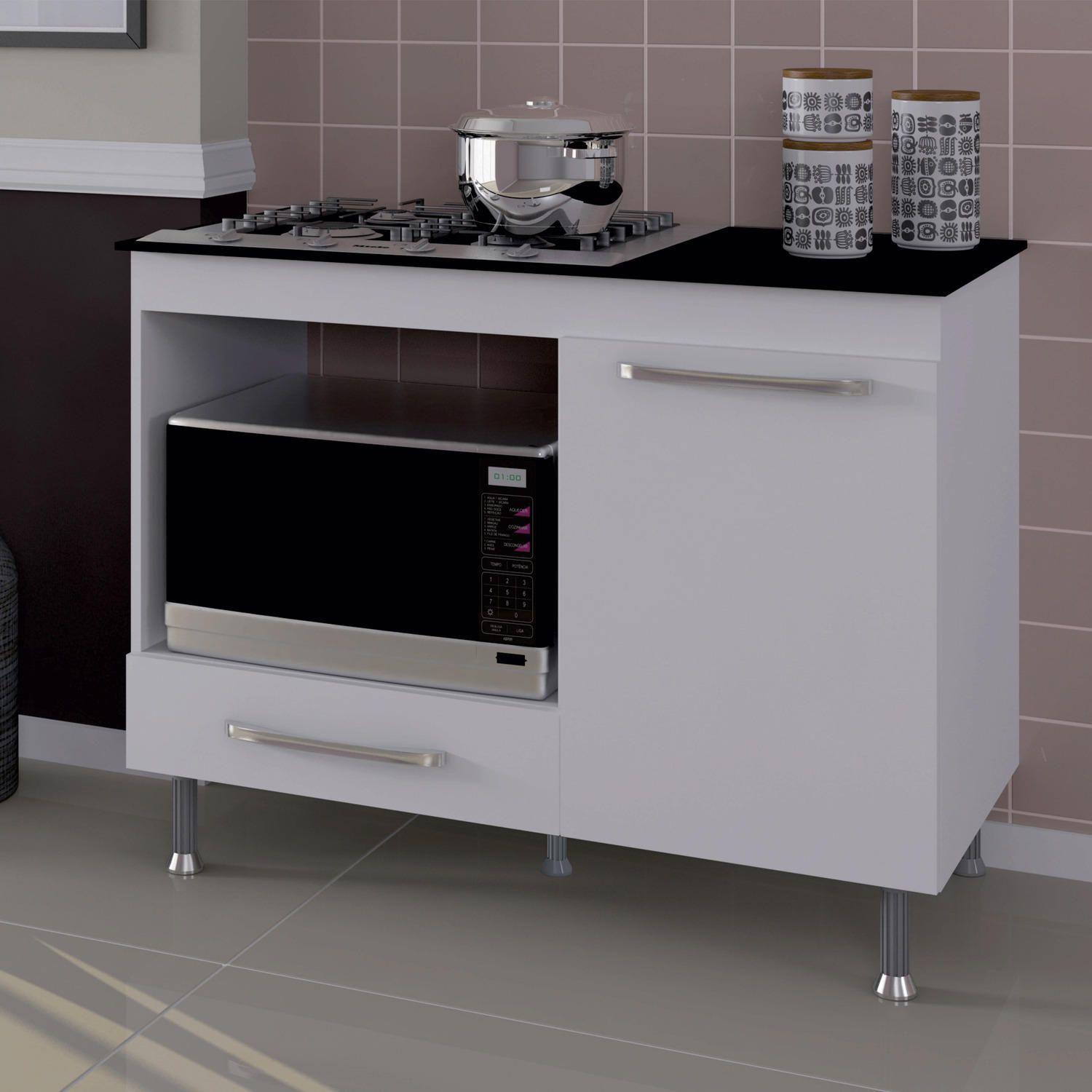 Balcão de Cozinha para Cooktop 1 Gaveta Indekes Branco Indekes