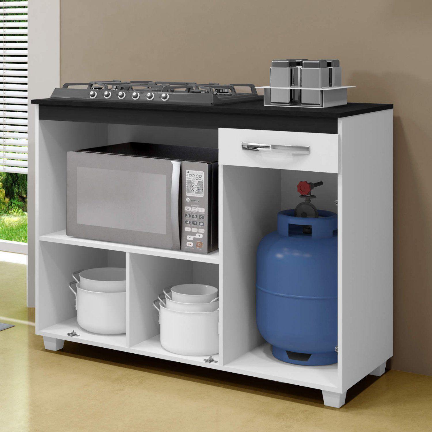 Balcão de Cozinha para Cooktop 4 Bocas 2 Portas 1 Gaveta Cronos Arte Móveis de