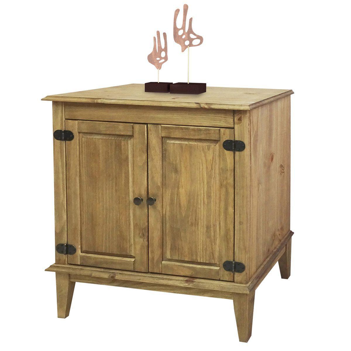 Balcão de Madeira Maciça Rústico 2 Portas - Cera Mel - Wilfama