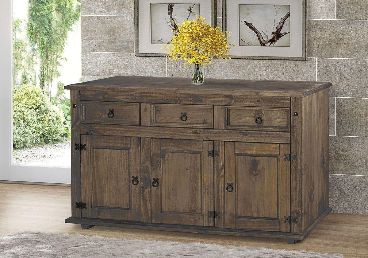 Balcão de Madeira Maciça Rústico 3 Portas - Imbuia - Wilfama - Gabinete