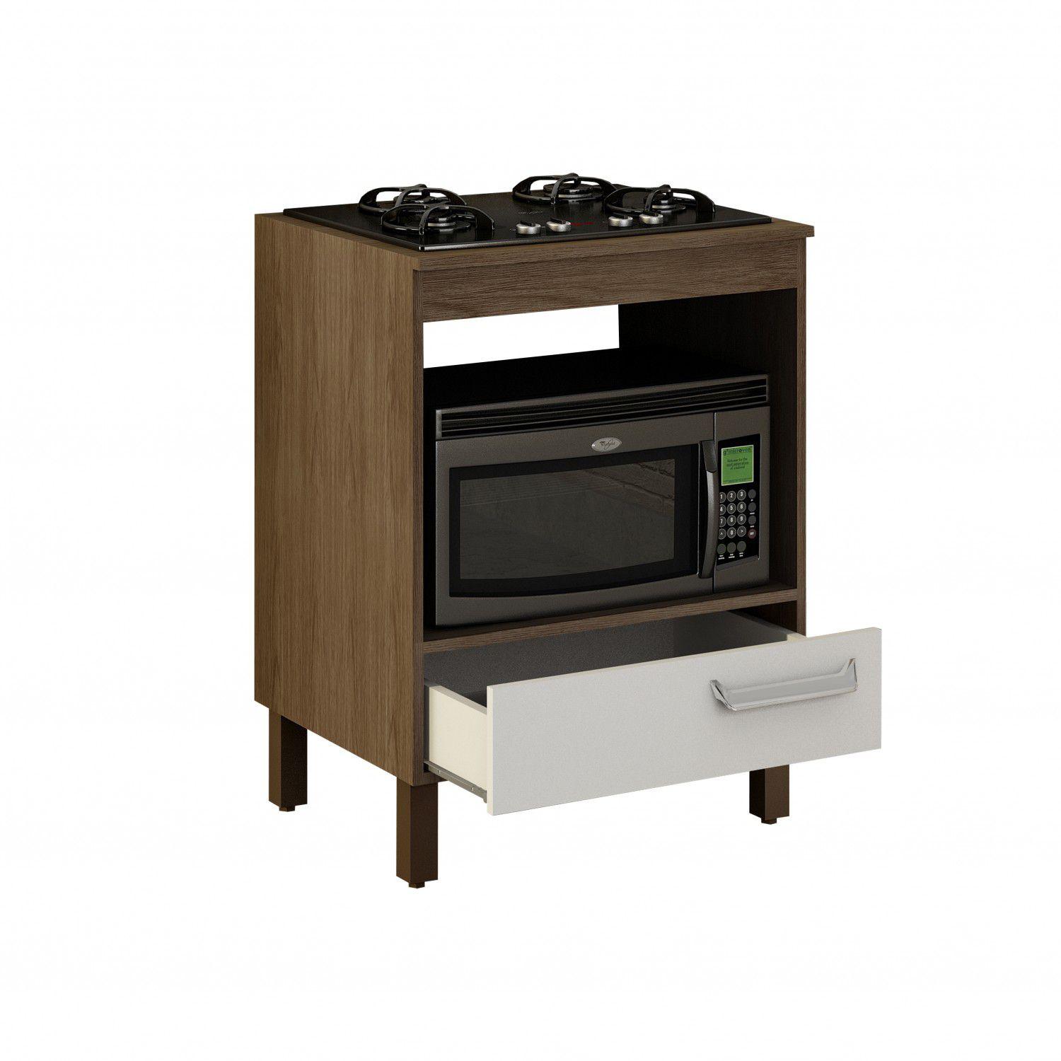 Balcão para Cooktop 4 Bocas e Forno 1 Gaveta Decari Palmeira Móveis