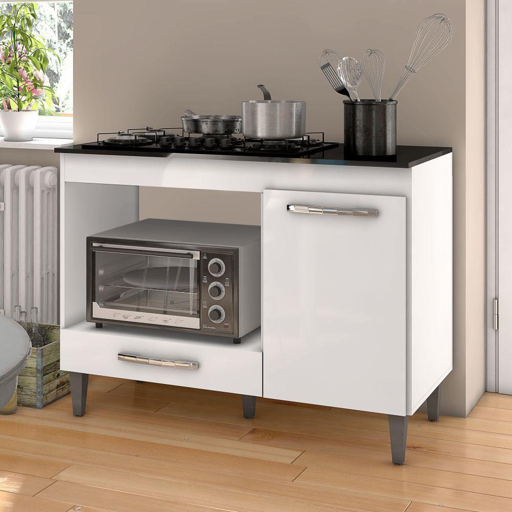Balcão para Cooktop 4 Bocas e Forno Microondas Carla 1 Porta AJL