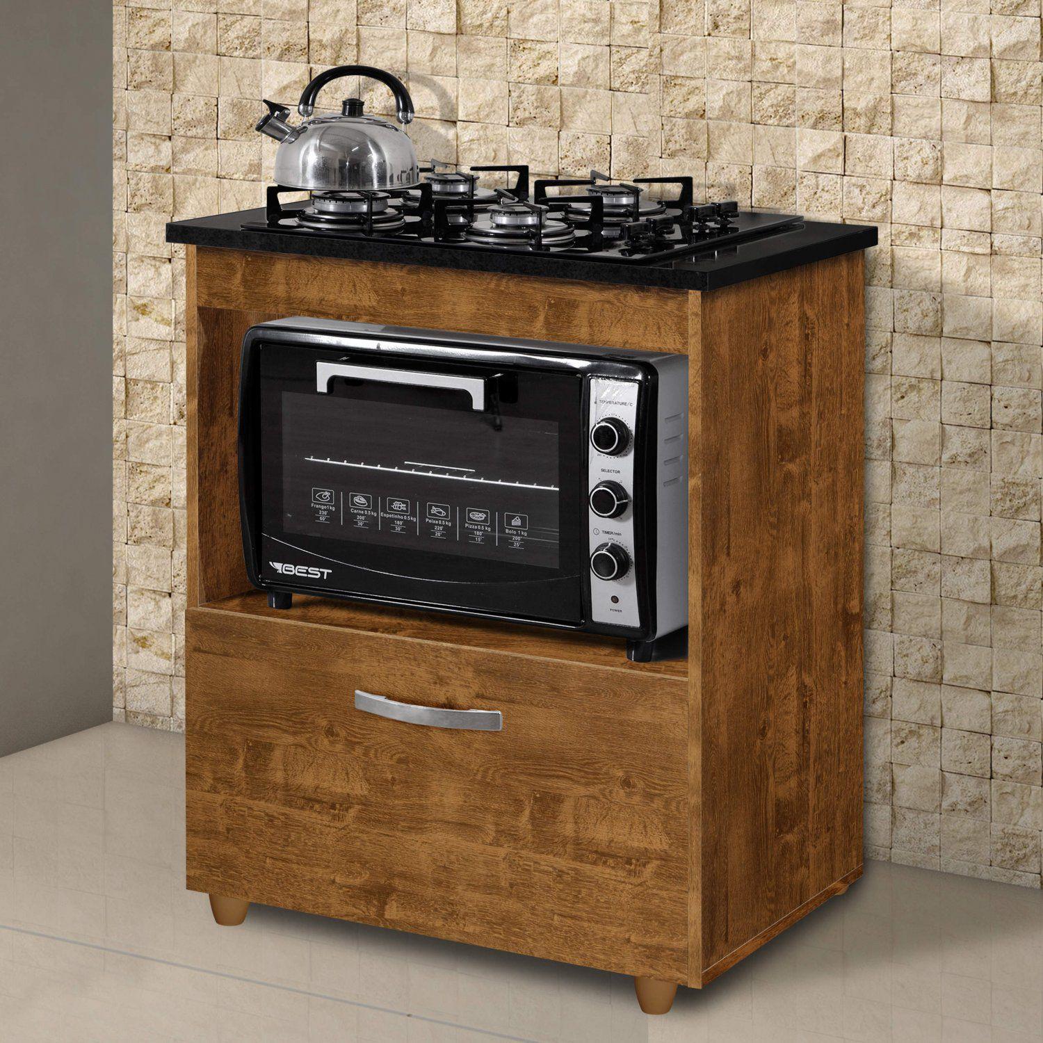 Balcão para Cooktop e Forno 1 Gaveta Smart Siena Móveis Rovere