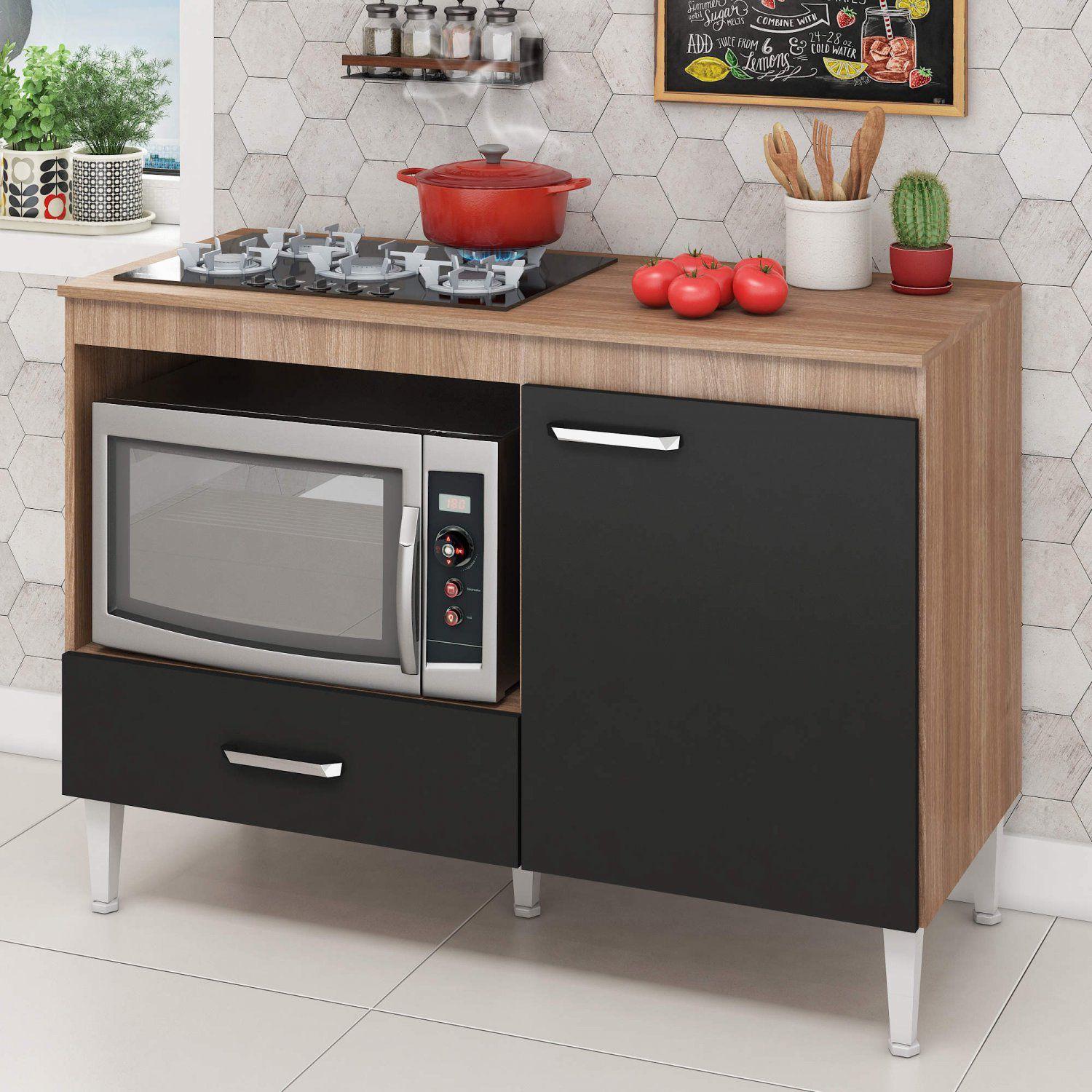 Balcão para Cooktop e Forno 1 Porta 1 Gaveta Tucum Espresso Móveis Teka