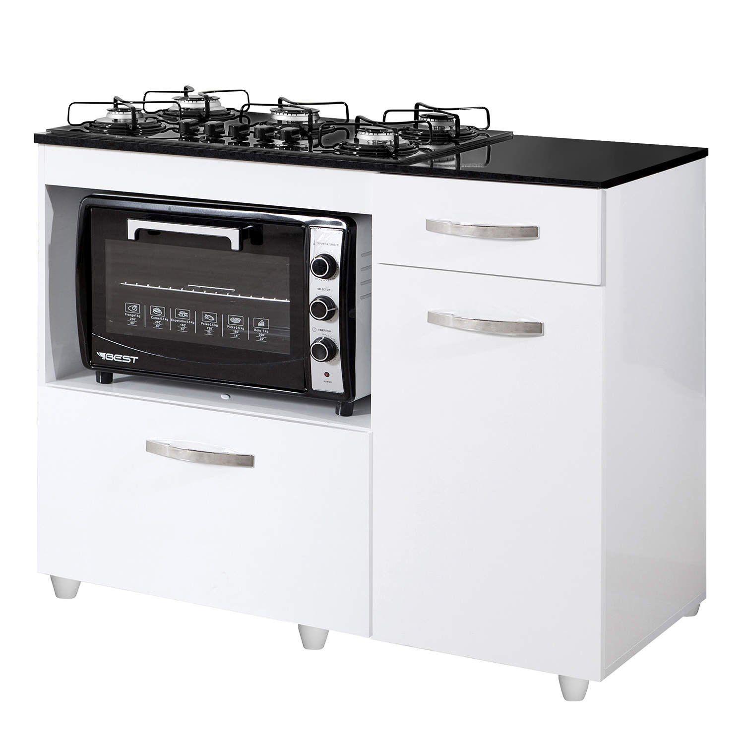 Balcão para Cooktop e Forno 2 Portas 1 Gaveta Clara Espresso Móveis