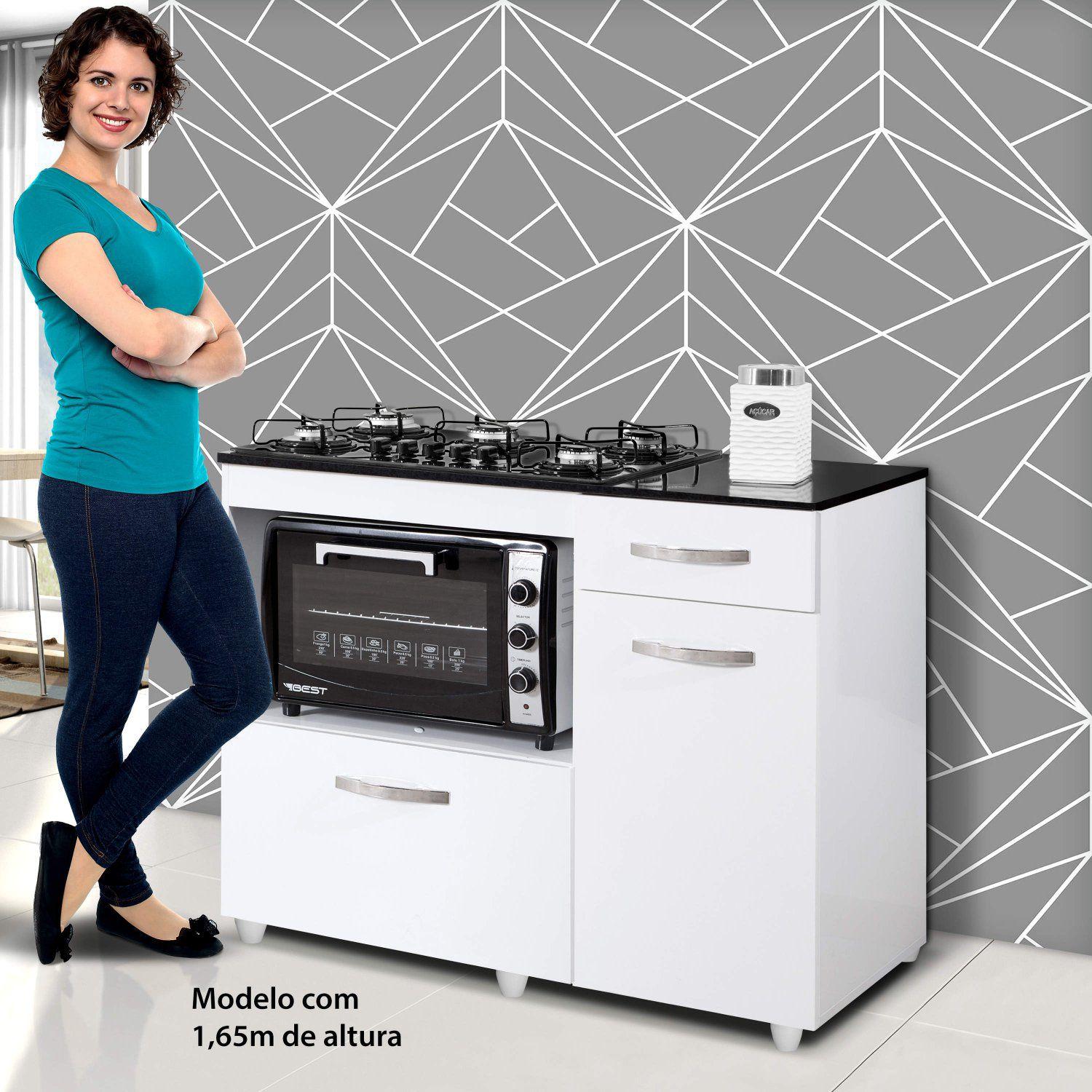 Balcão para Cooktop e Forno 2 Portas 1 Gaveta Clara Espresso Móveis