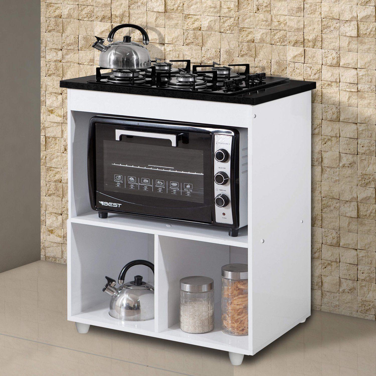 Balcão para Cooktop e Forno Smart Espresso Móveis Branco de