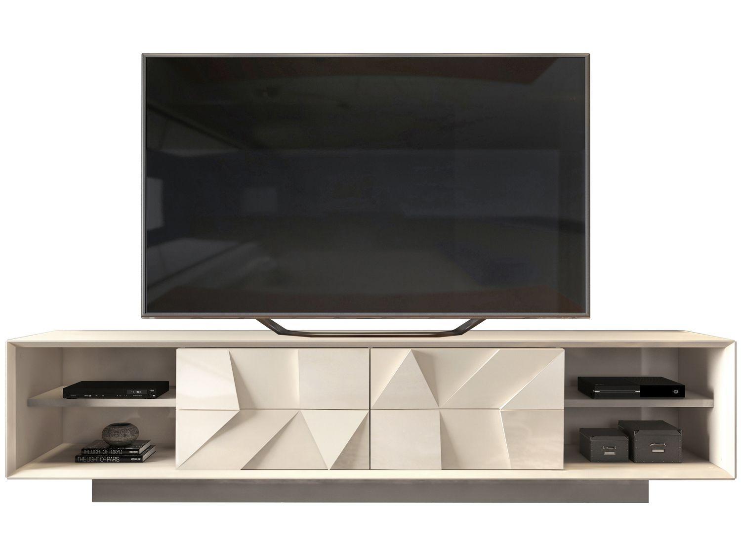 Bancada com Painel TV até 75” 4 Gavetas DJ Móveis Domani Pirâmide 3D