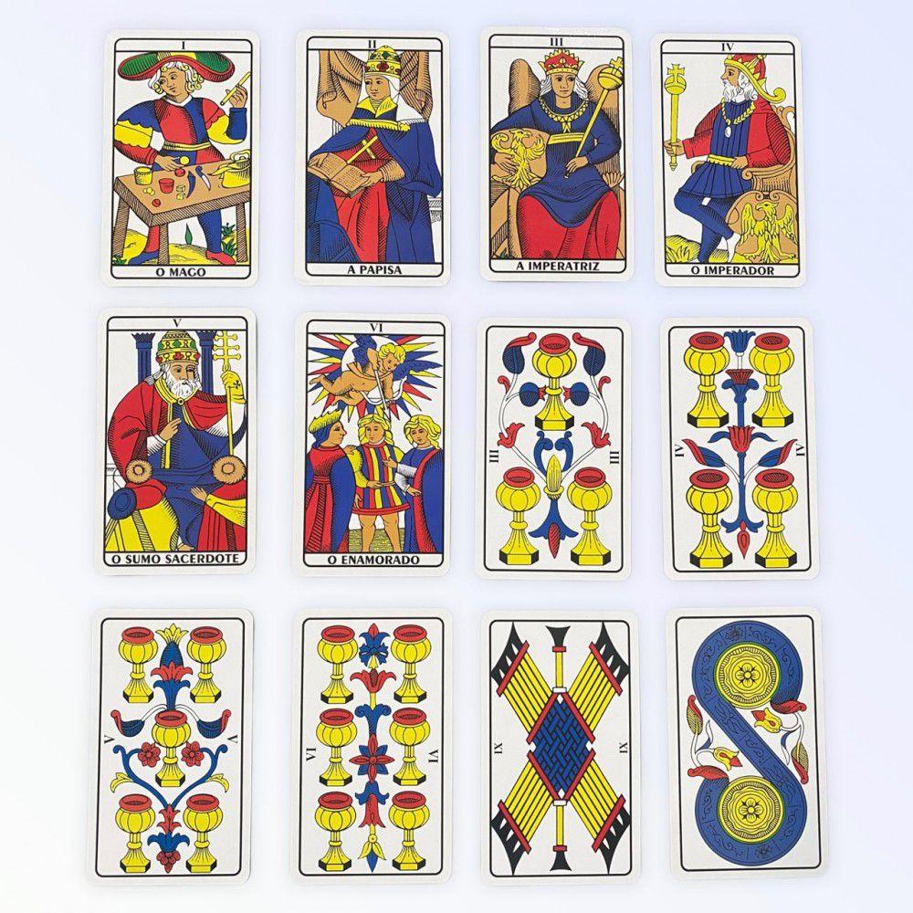 Baralho Tarot Tarô De Marselha Original 78 Cartas Plastificadas e Manual  Colorido - Escorrega o Preço