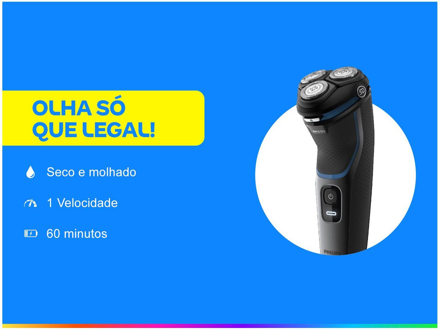 Barbeador Elétrico Philips AquaTouch Series 3000 Seco e Molhado 1 ...