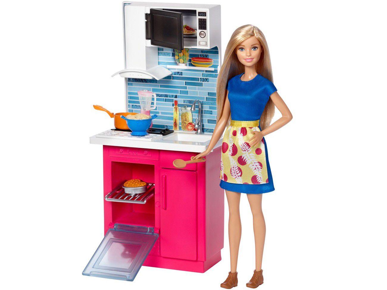 Barbie Cozinha Conjunto de Móveis com Acessórios Mattel Boneca Barbie Magazine Luiza