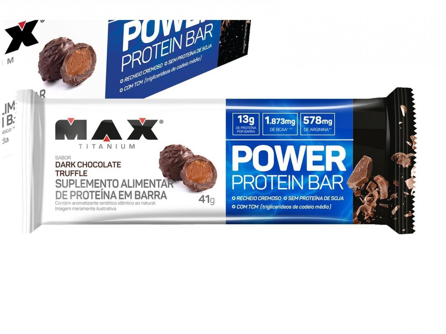 Power Protein Bar 90g Max Titanium Dark Chocolate Truffle Barra de Proteína Max Titanium Power Protein Bar - Dark Chocolate