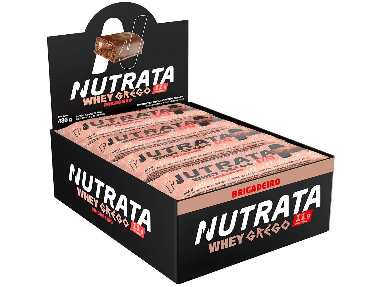 Barra de Proteína Nutrata Grego Whey Brigadeiro 40g 12 Unidades