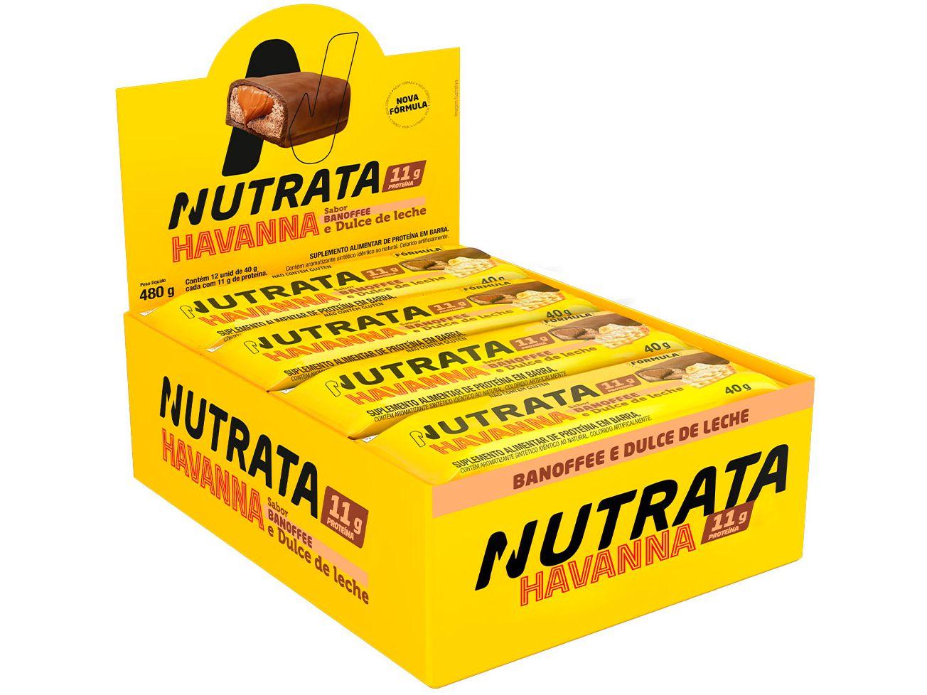 Barra de Proteína Nutrata Havanna Banoffee e Dulce de Leche 40g 12 Unidades