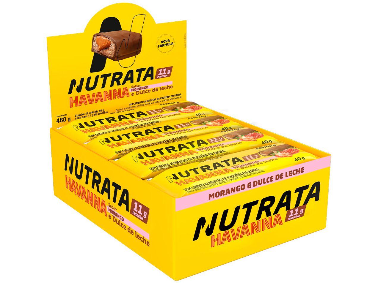 Barra de Proteína Nutrata Havanna Morango e Dulce de Leche 40g 12 Unidades